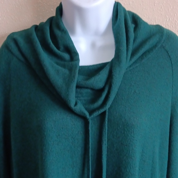 Slouchy Soft Long Cowl Drawstring Top, Women's Large, Green - Picture 2 of 9
